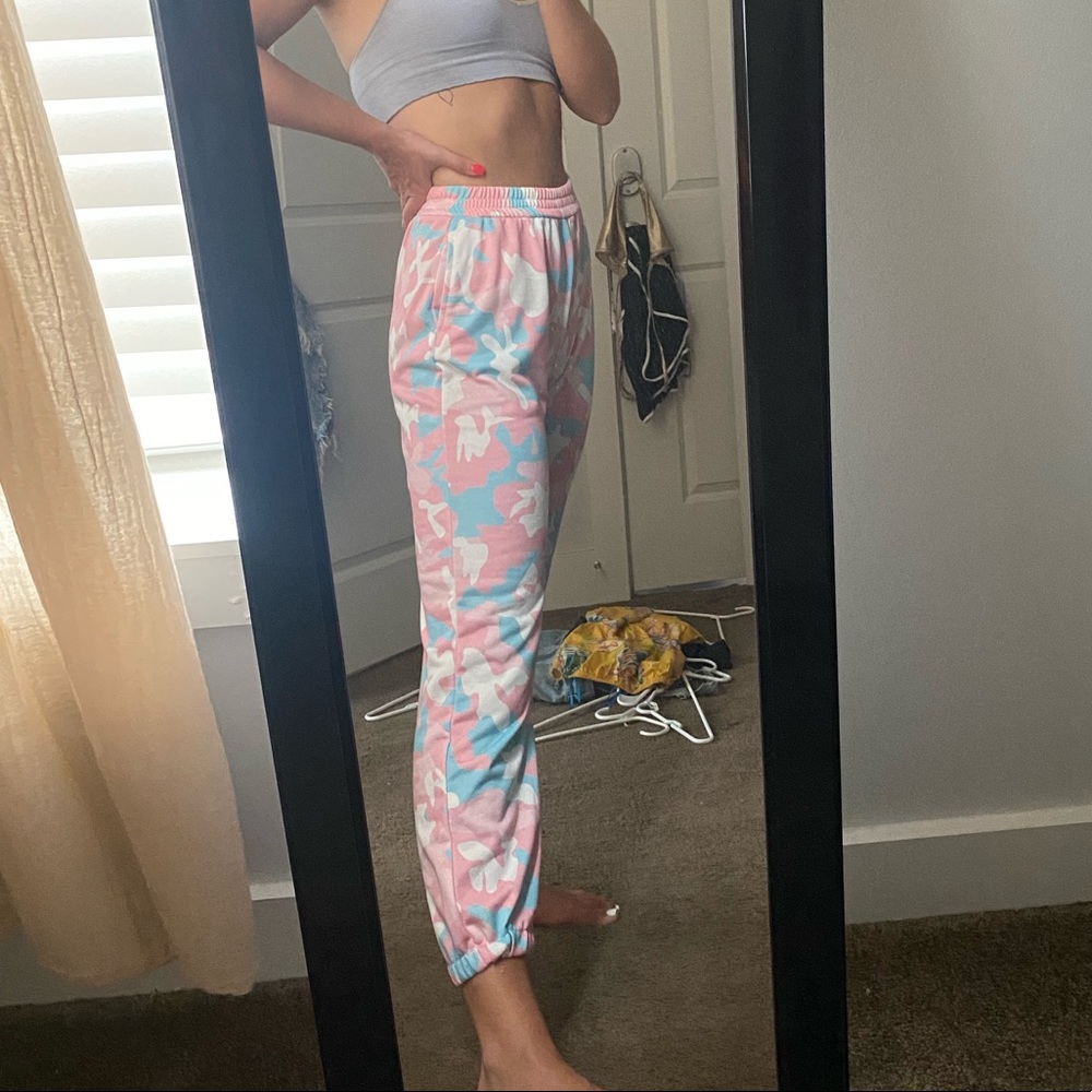 candy pink & blue army joggers